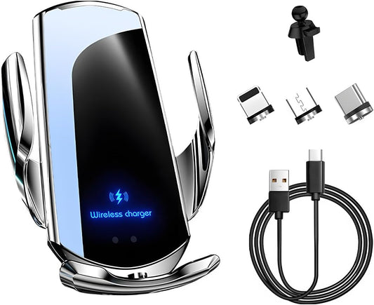 Wireless Car Charger, 15W Fast Charging Air Vent Mount Auto-Clamping Phone Holder