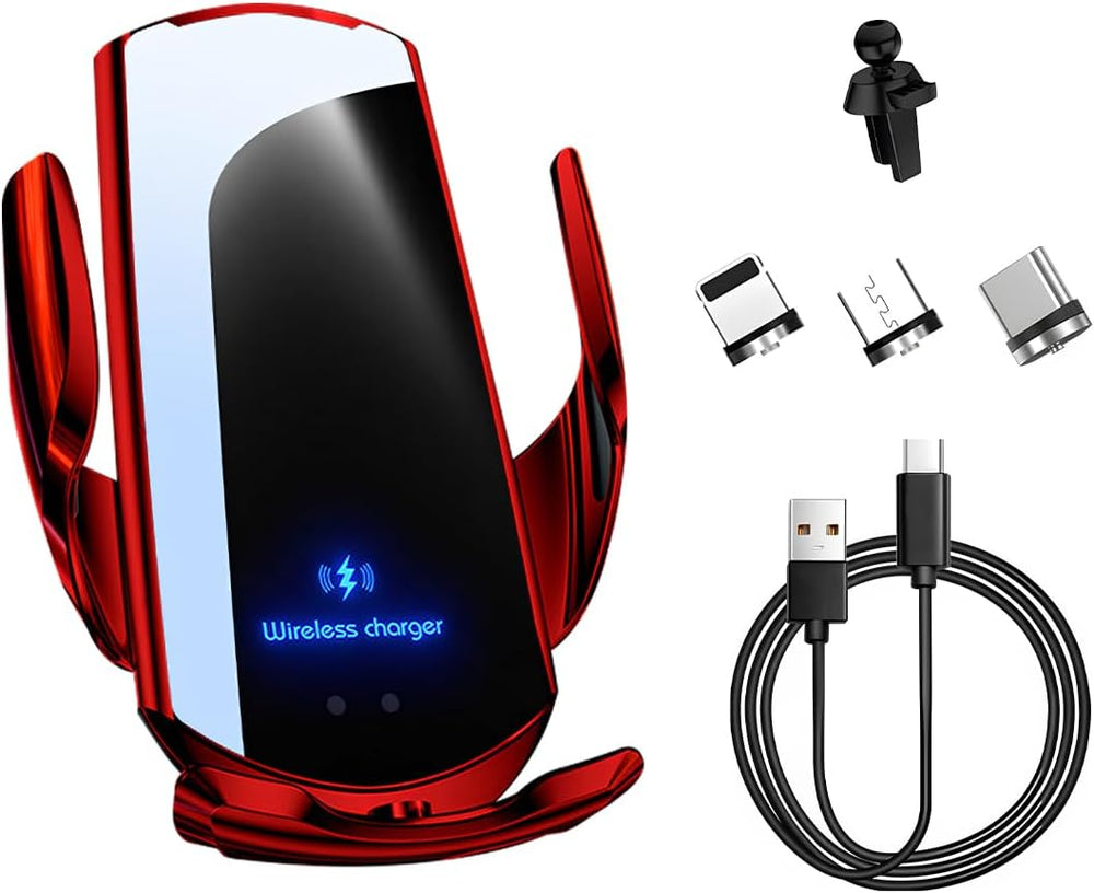 Wireless Car Charger, 15W Fast Charging Air Vent Mount Auto-Clamping Phone Holder